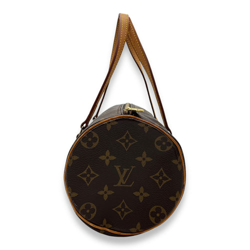 Papillon 26 Brown Top Handle Bag in Monogram Coated Canvas, Gold hardware