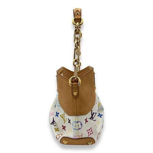 Judy PM Multi-colour Top Handle Bag in Coated Canvas, Gold hardware