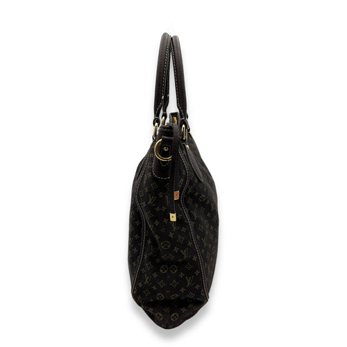 Mini Lin Angele Besace Brown Top Handle Bag in Jacquard, Gold hardware