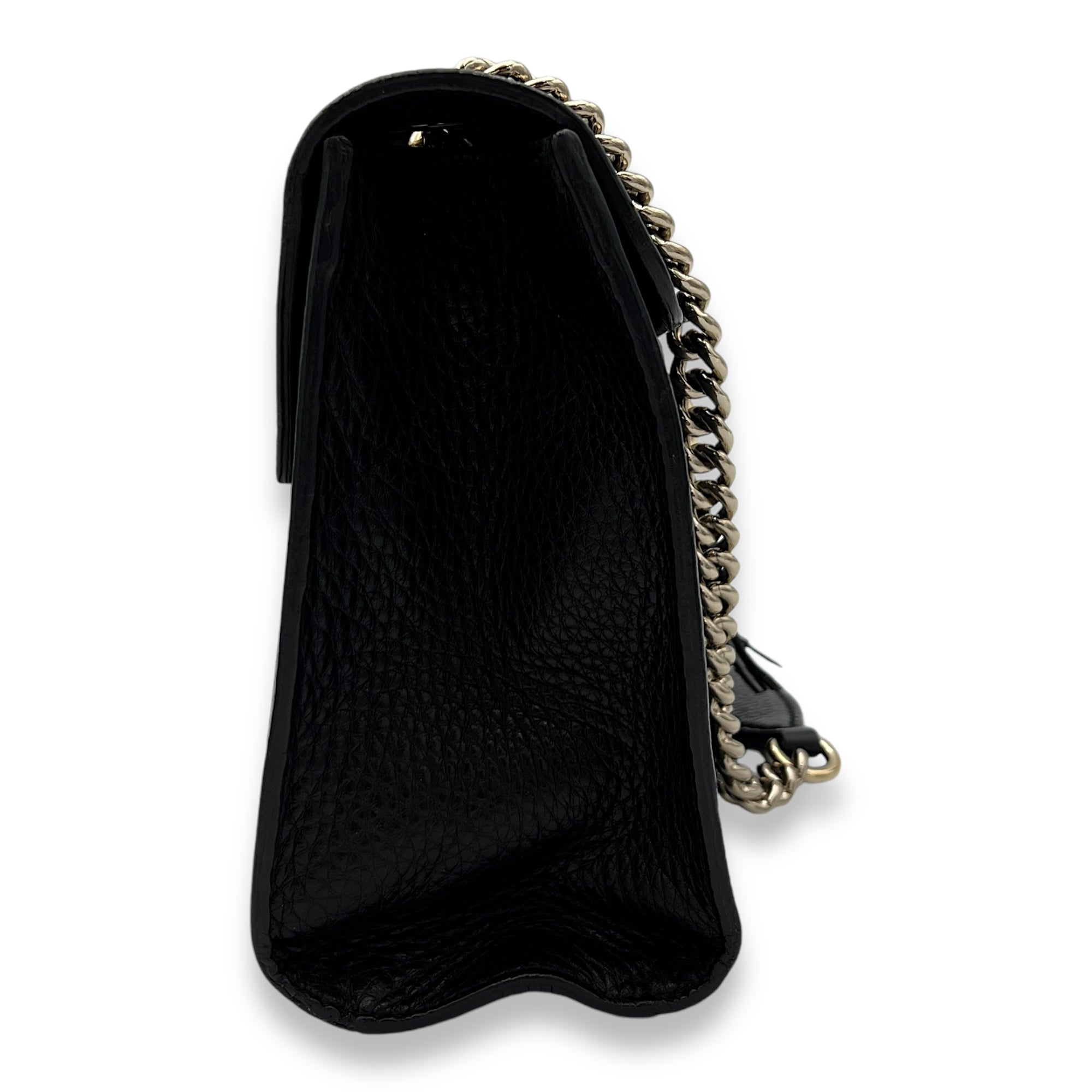 Emily Black Shoulder Bag in Calfskin, Gold hardware