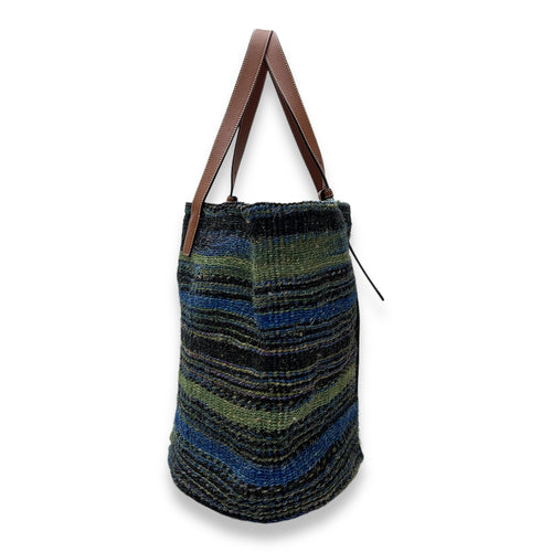 Straw Tote Bag Multi-colour in Raffia, Silver hardware