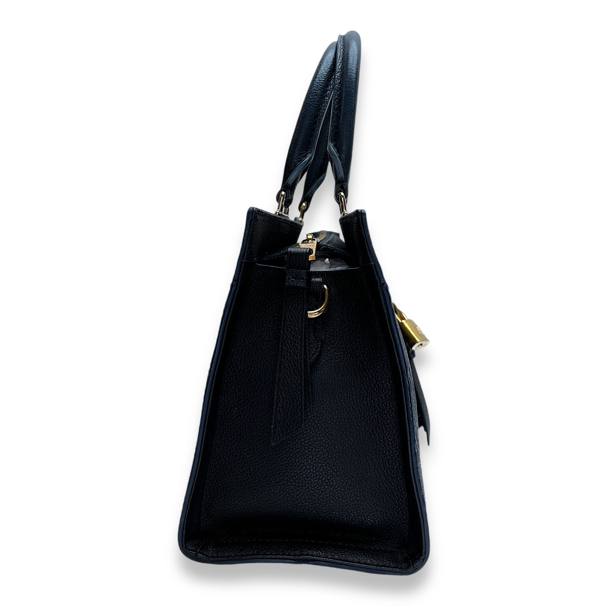 Sully PM Black Top Handle Bag in Monogram Empreinte Leather, Gold hardware