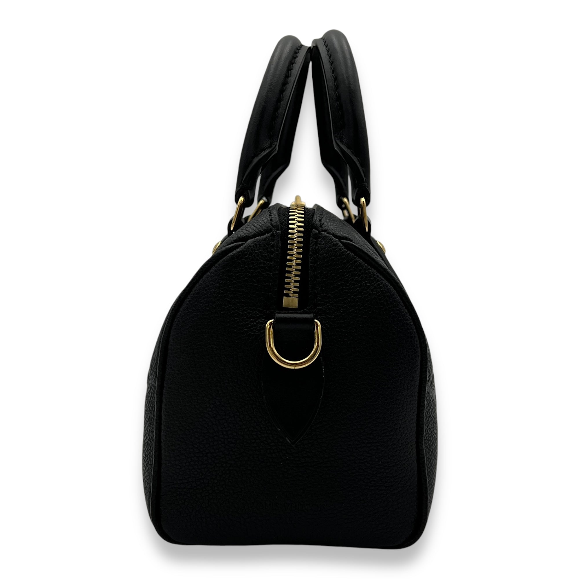 Speedy Bandouliere Top Handle Bag Black in Monogram Empreinte Leather, Gold hardware