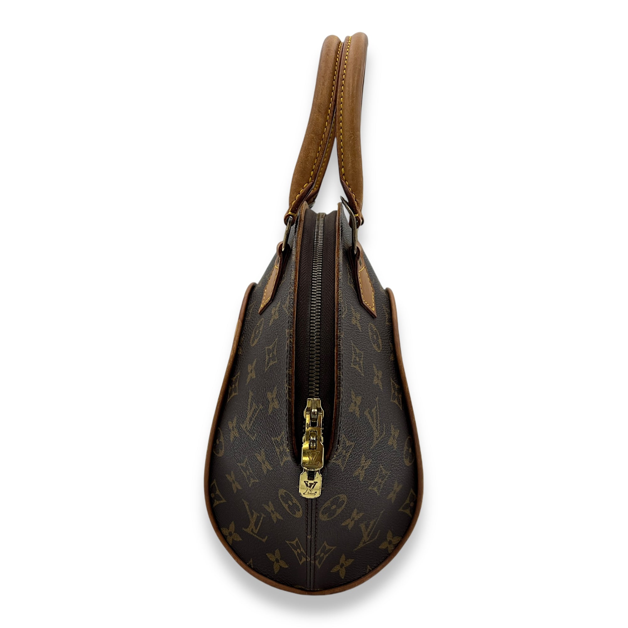 Ellipse Top Handle Bag Brown in Monogram Coated Canvas, Gold hardware