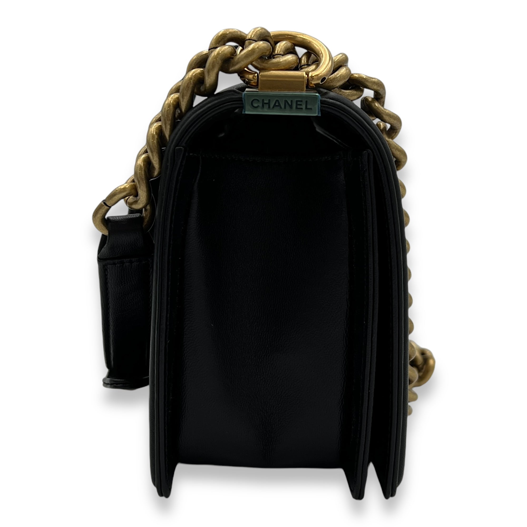 Boy Crossbody Bag Medium Black in Lambskin, Gold hardware