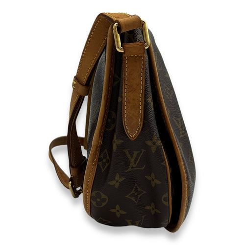 Menilmontant MM Brown Crossbody Bag in Monogram Coated Canvas, Gold hardware