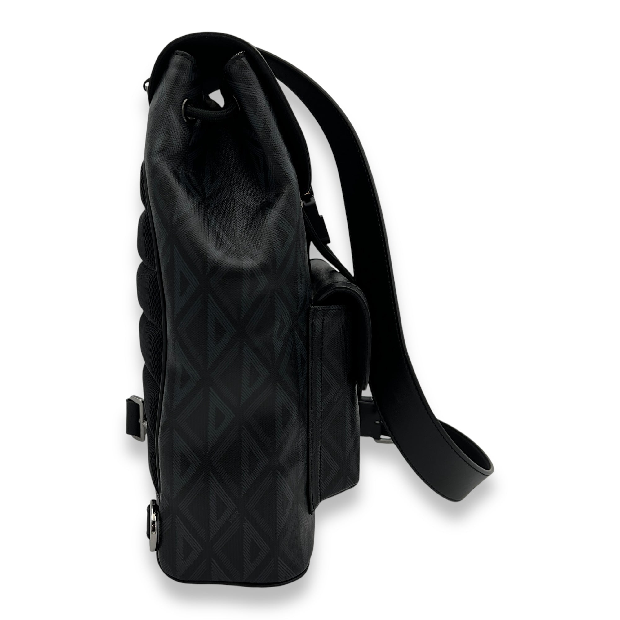 Hit the Road Black Crossbody Bag in Coated Canvas, Silver hardware