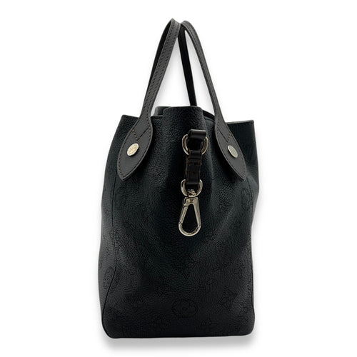 Hina Top Handle Bag Black in Mahina Leather, Silver hardware