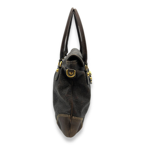 Horsebit 1955 Shoulder Bag Brown in Calfskin, Gold hardware