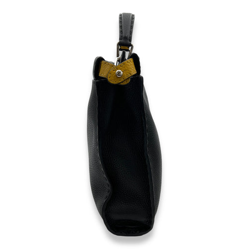 Peekaboo Black Top Handle Bag in Calfskin, Silver hardware