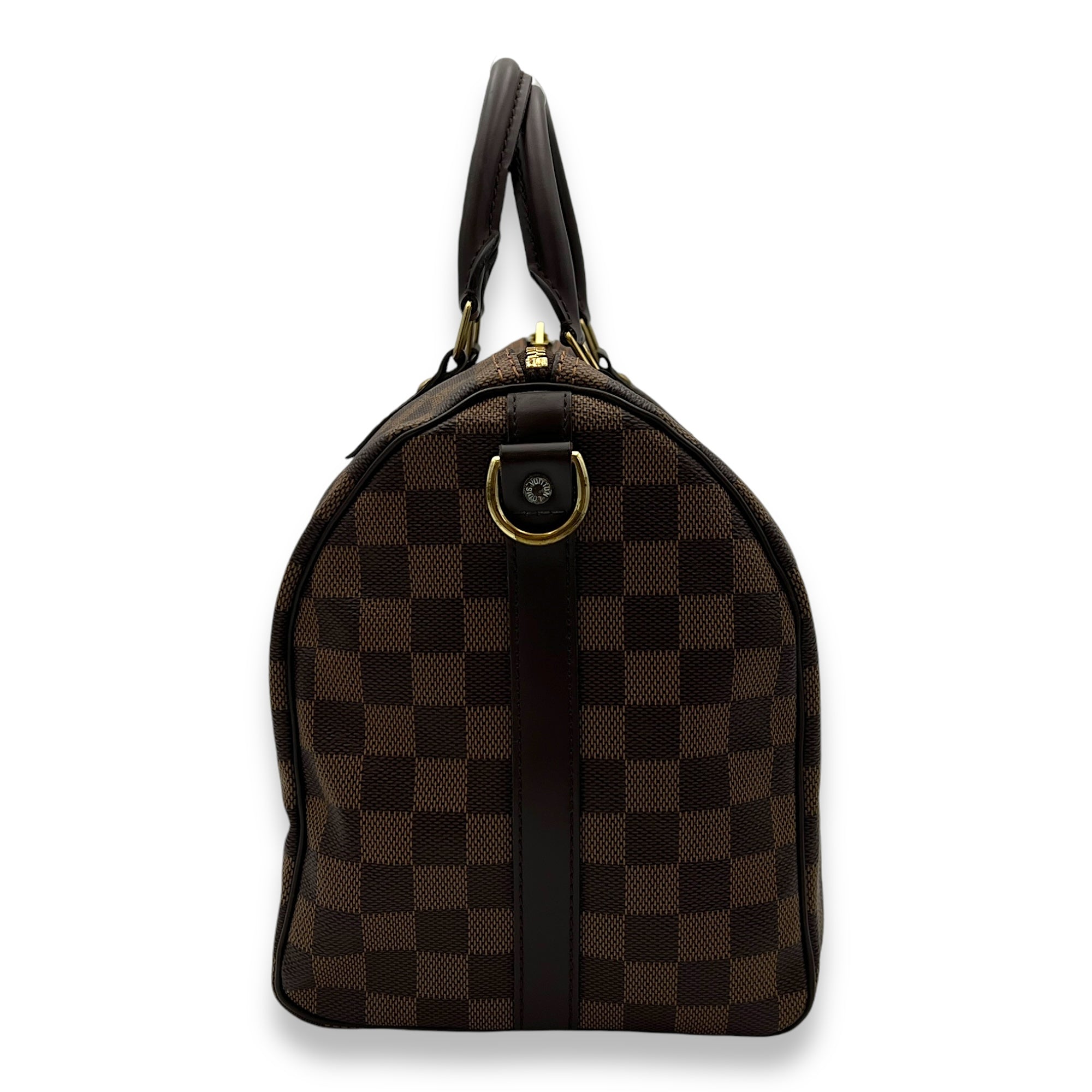 Speedy Top Handle Bag 30 Brown in Coated Canvas, Gold hardware