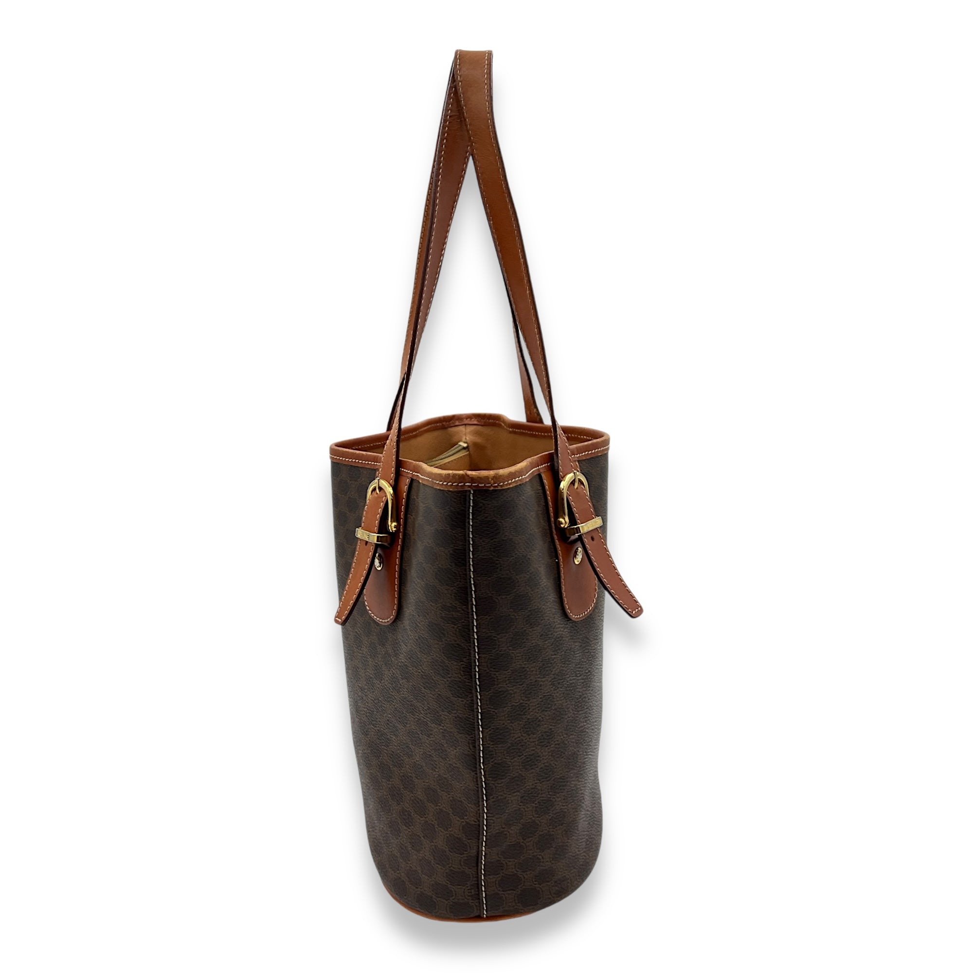 Macadam Tote Bag Brown in Coated Canvas, Gold hardware