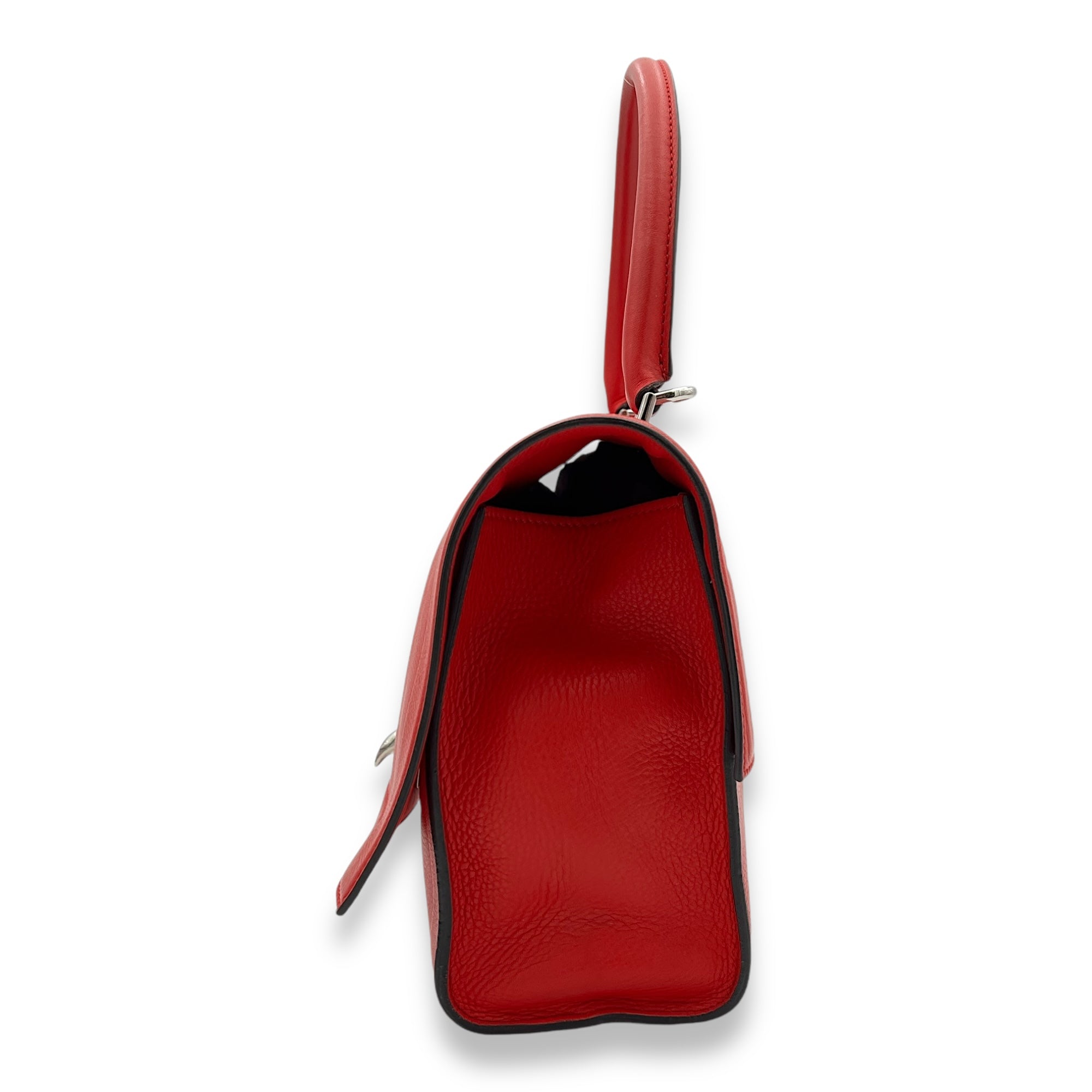 Shark Crossbody Bag Red in Calfskin, Silver hardware