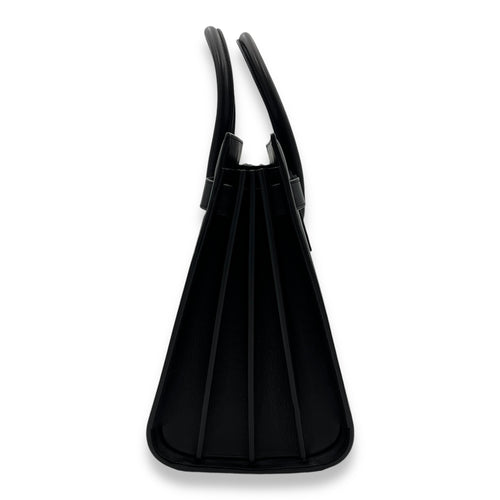 Sac 2 Jours Top Handle Bag Medium Black in Calfskin, Gold hardware