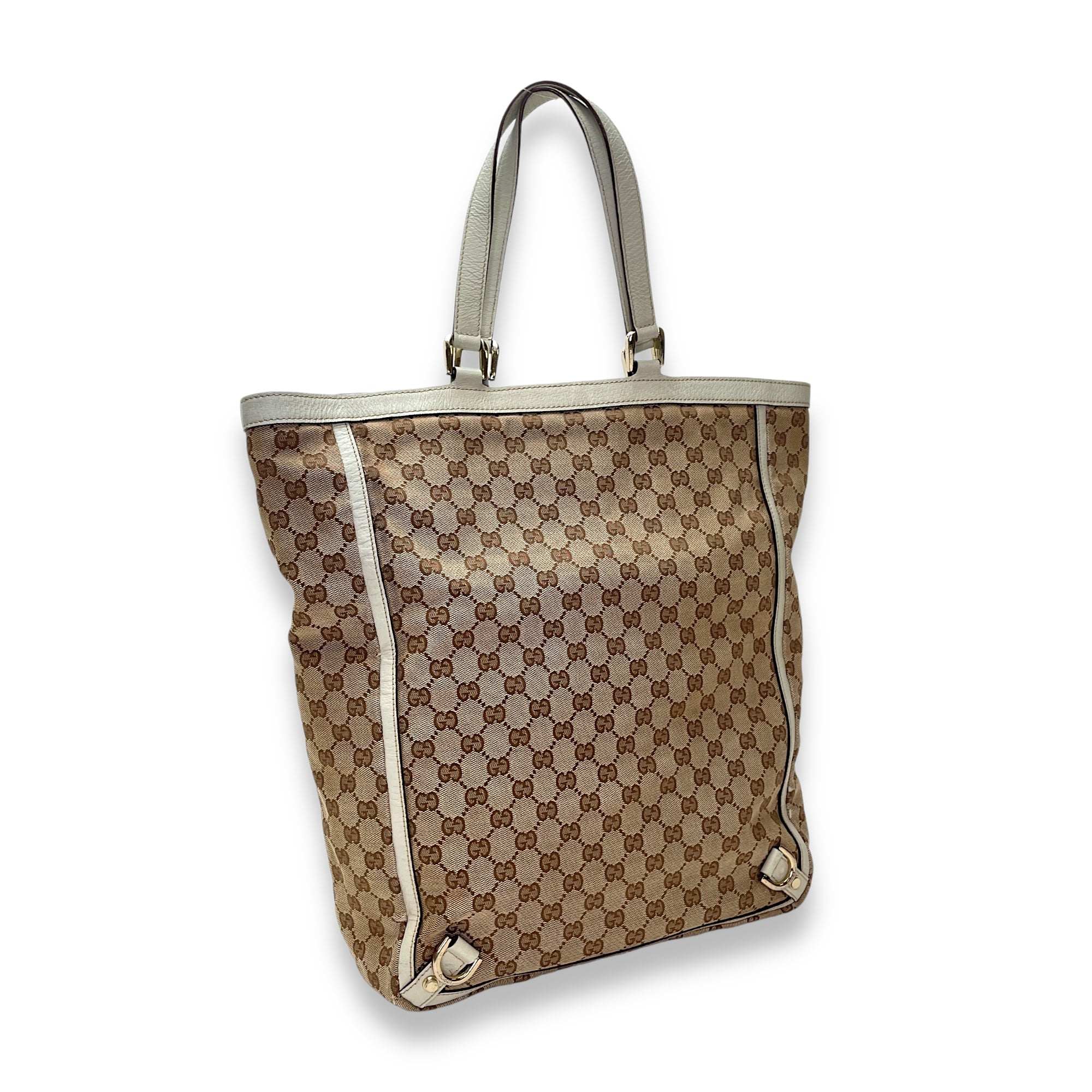 GG Abbey Brown Top Handle Bag in Canvas, Gold hardware