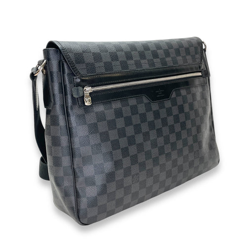 Daniel MM Damier Graphite Messenger in Coated Canvas, Silver hardware