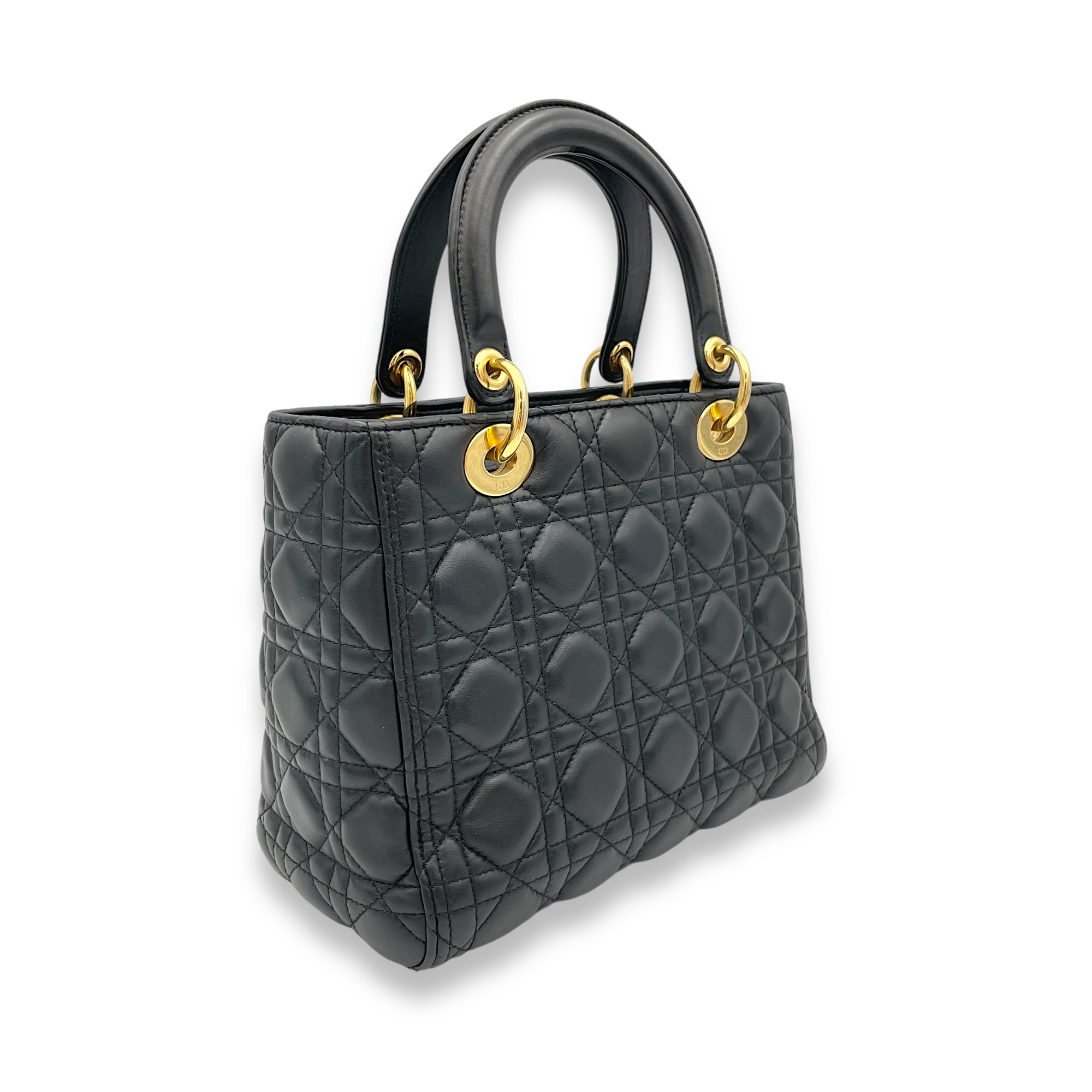 Lady dior medium black lambskin hotsell