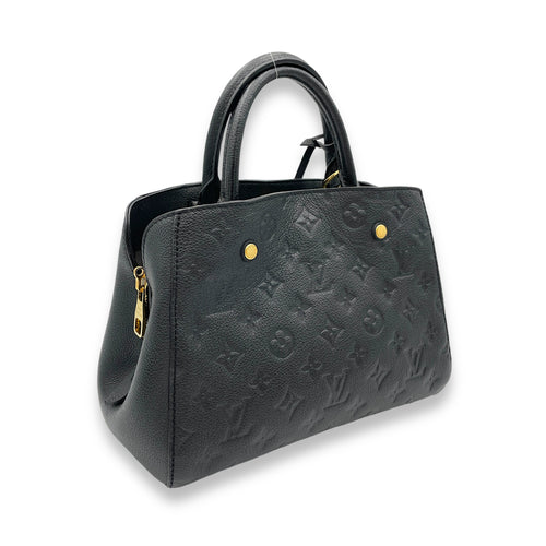 Montaigne Top Handle Bag Black in Empreinte Leather, Gold hardware