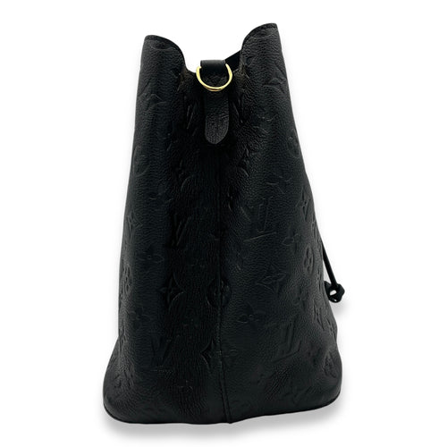 NeoNoe MM Black Bucket Bag in Empreinte Leather, Gold hardware