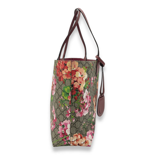 GG Supreme Blooms Reversible Brown Tote Bag in Monogram Coated Canvas