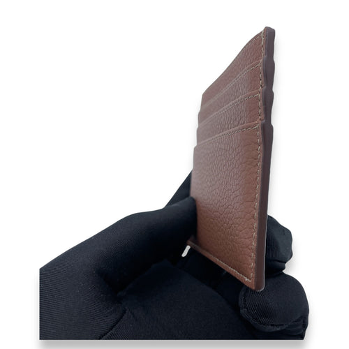 CD Icon Brown Card Holder in Calfskin, Brown hardware