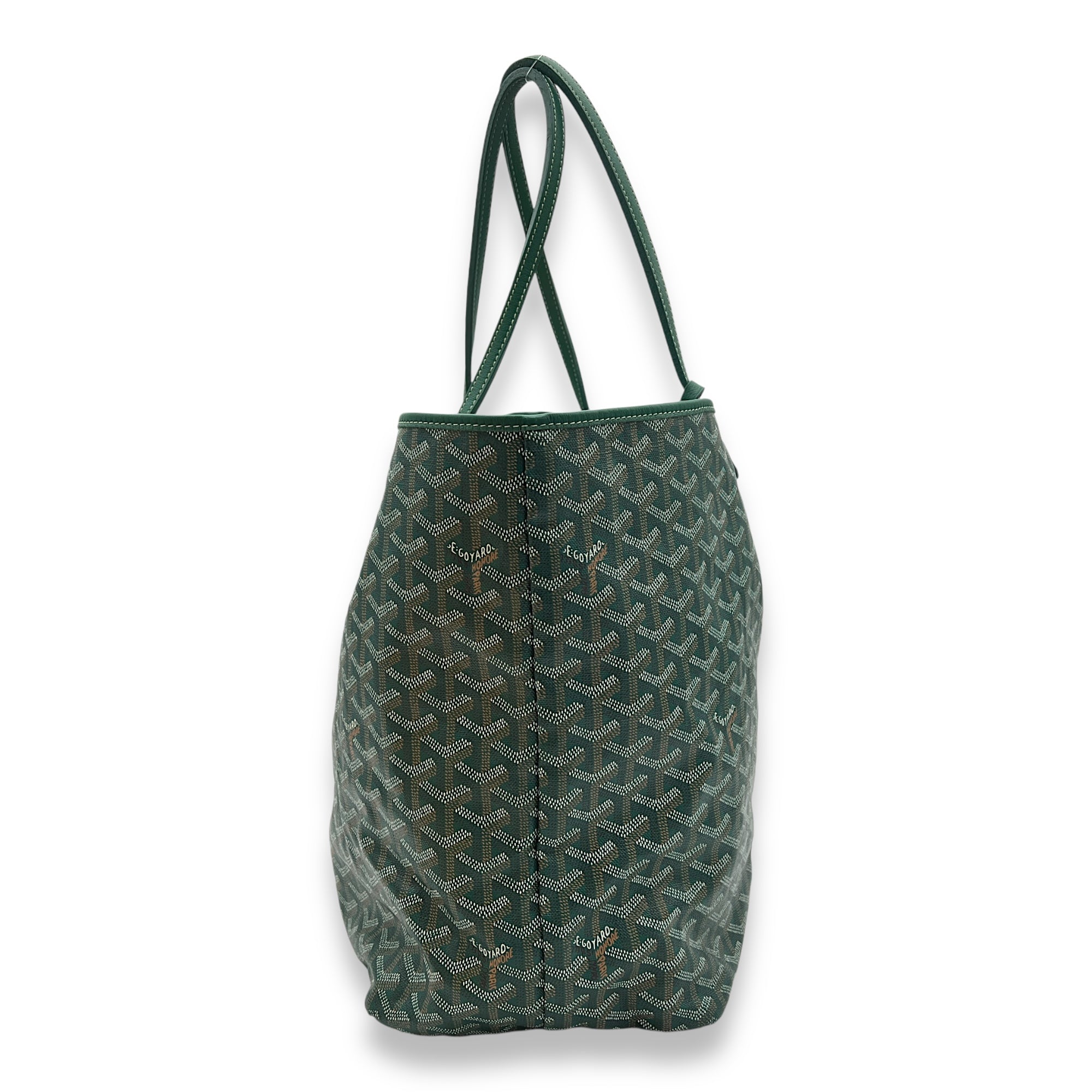 Saint Louis Tote Bag GM Green in Coated Canvas, Silver hardware