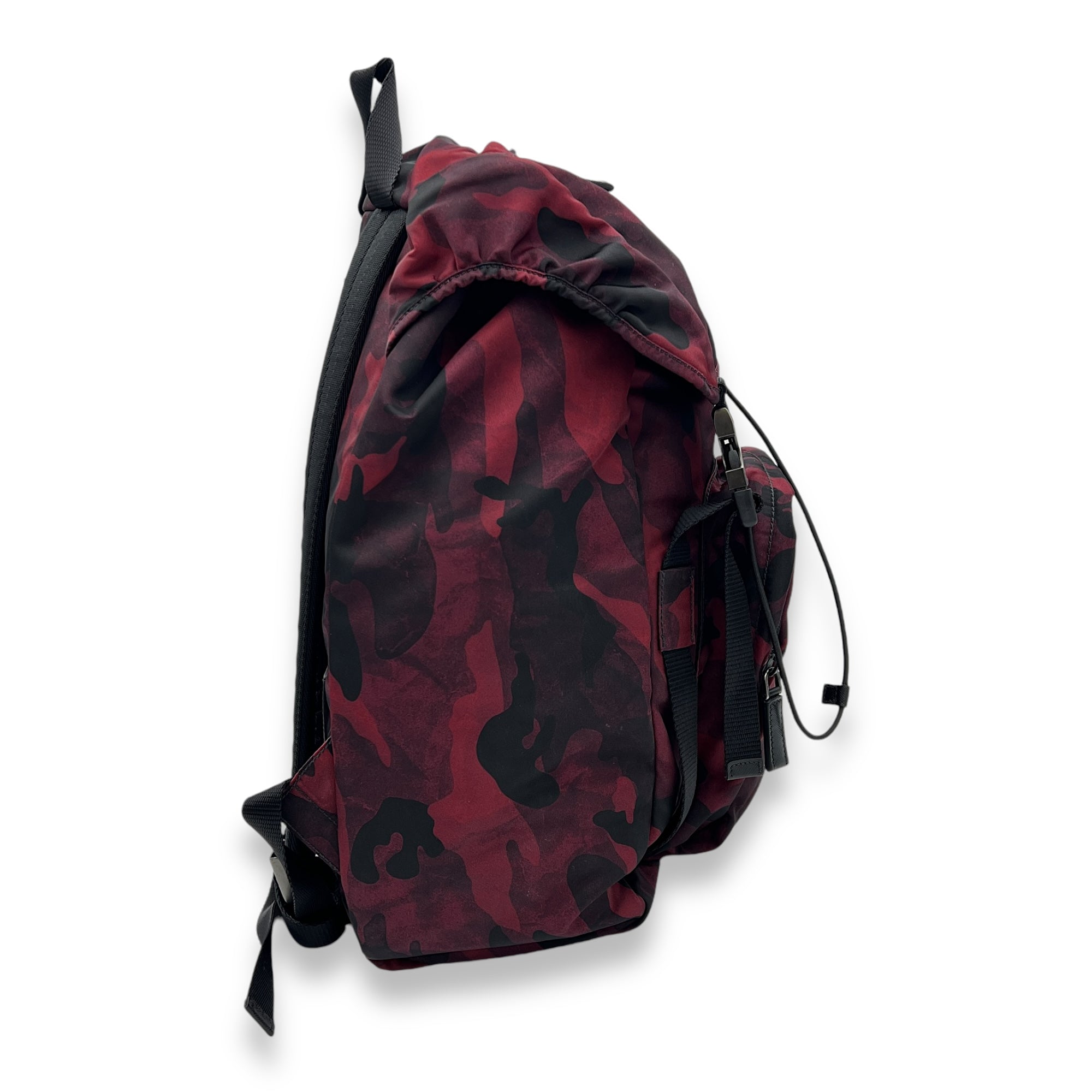 Camouflage Backpack Red in Nylon, Gunmetal hardware