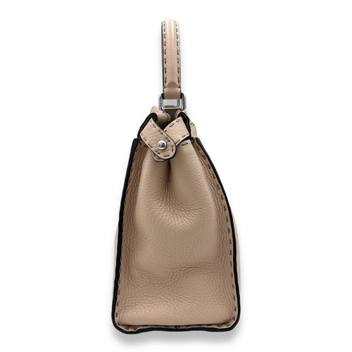 Peekaboo Medium Top handle bag in Calfskin, Silver Hardware