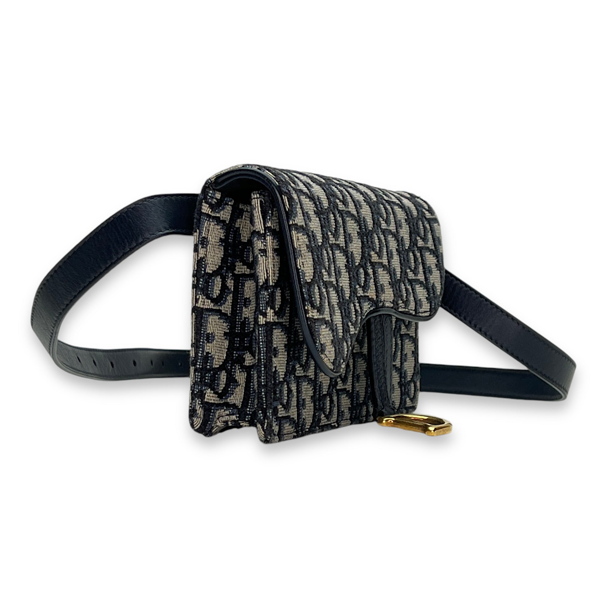 Saddle Mini Belt bag in Jacquard, Gold Hardware