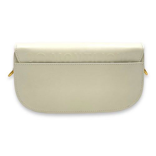 Bobby East West White Crossbody Bag in Calfskin, Gold hardware