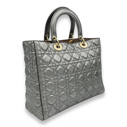 Lady Dior Large Top handle bag in Calfskin, Gold Hardware