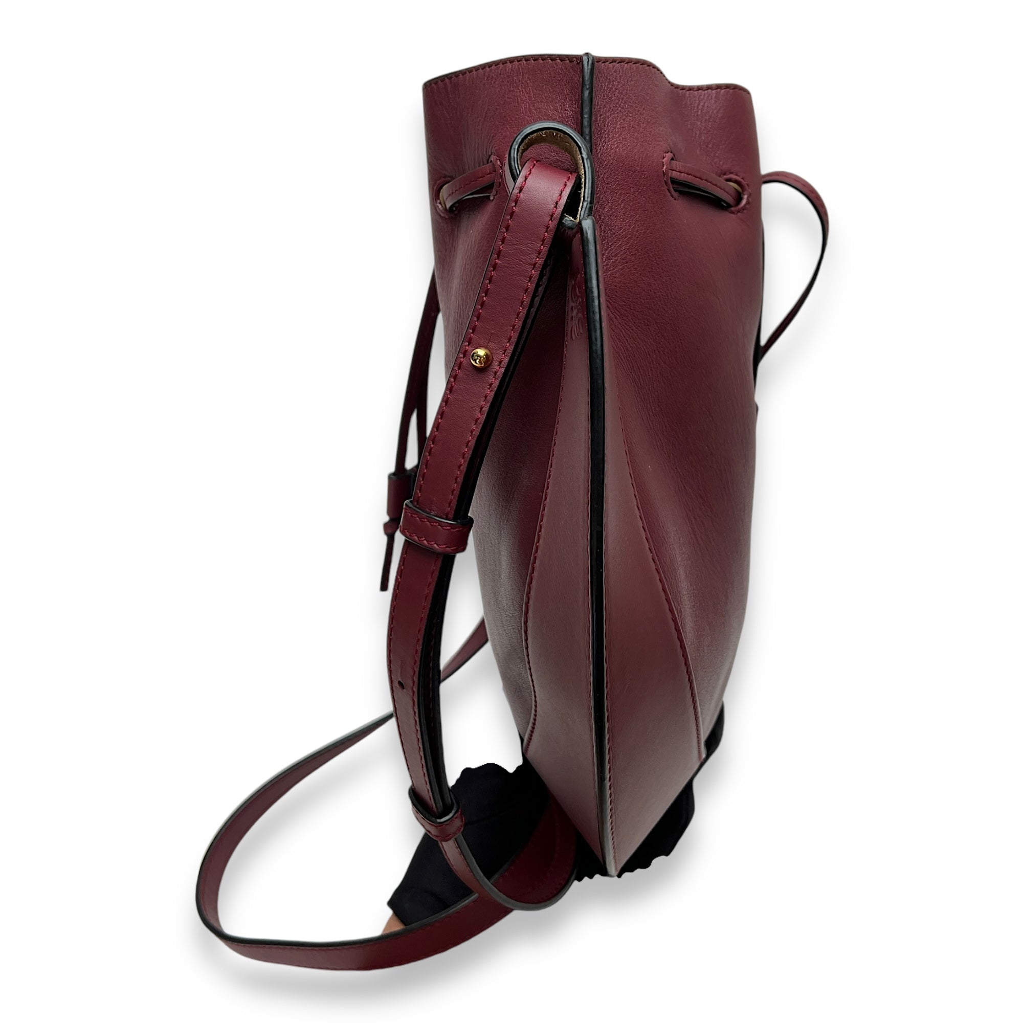 Horseshoe Crossbody Bag  Maroon in Calfskin , Gold Hardware