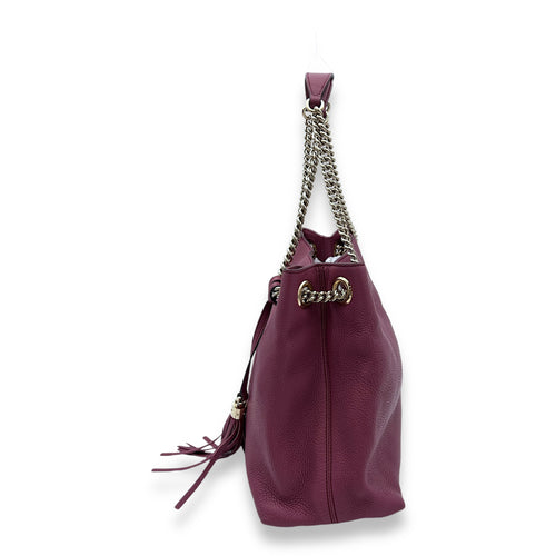 Soho Purple Tote Bag in Calfskin, Gold hardware