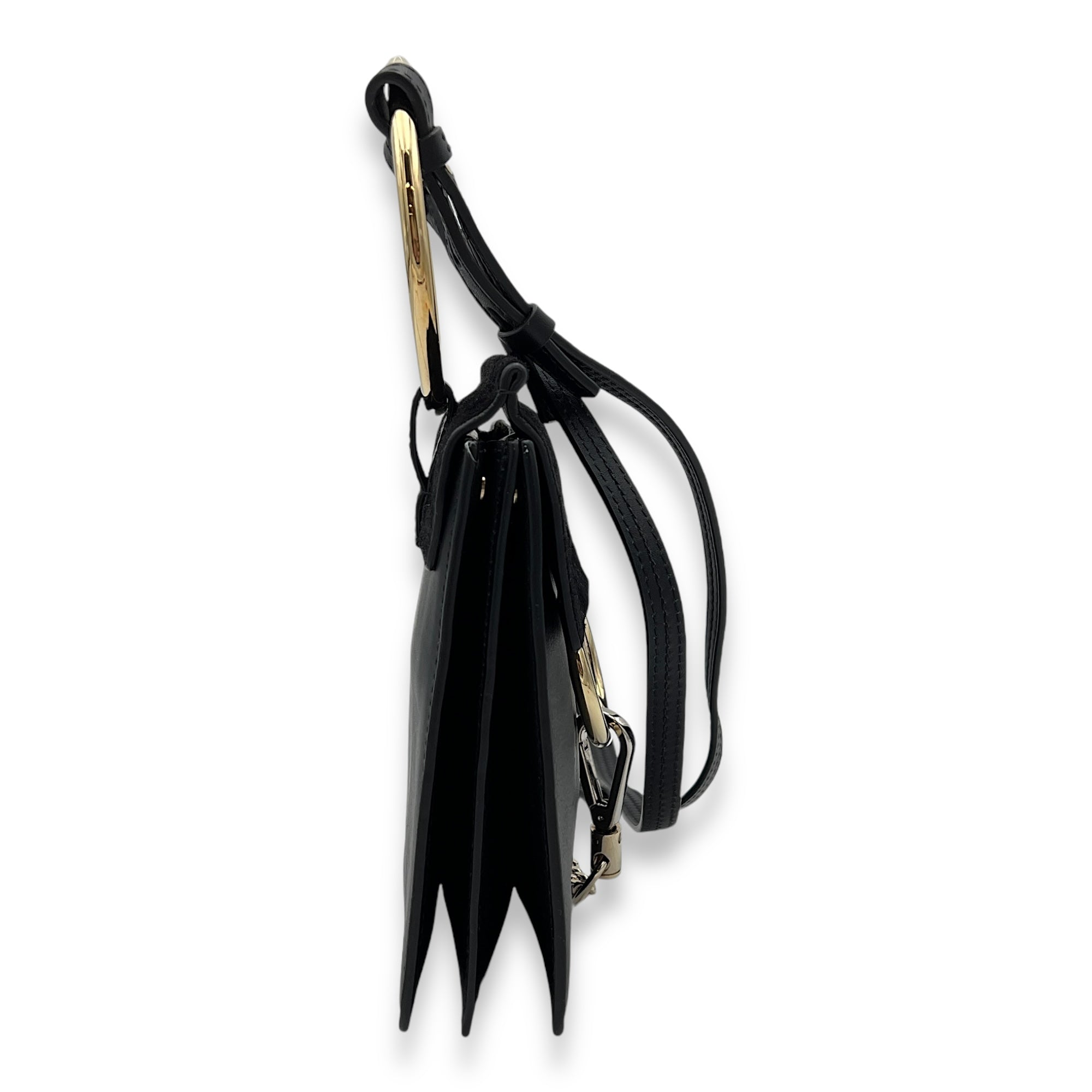 Faye Small Black Crossbody Bag in Calfskin, Gold hardware