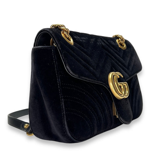 GG Marmont Small Crossbody bag in Velvet, Gold Hardware