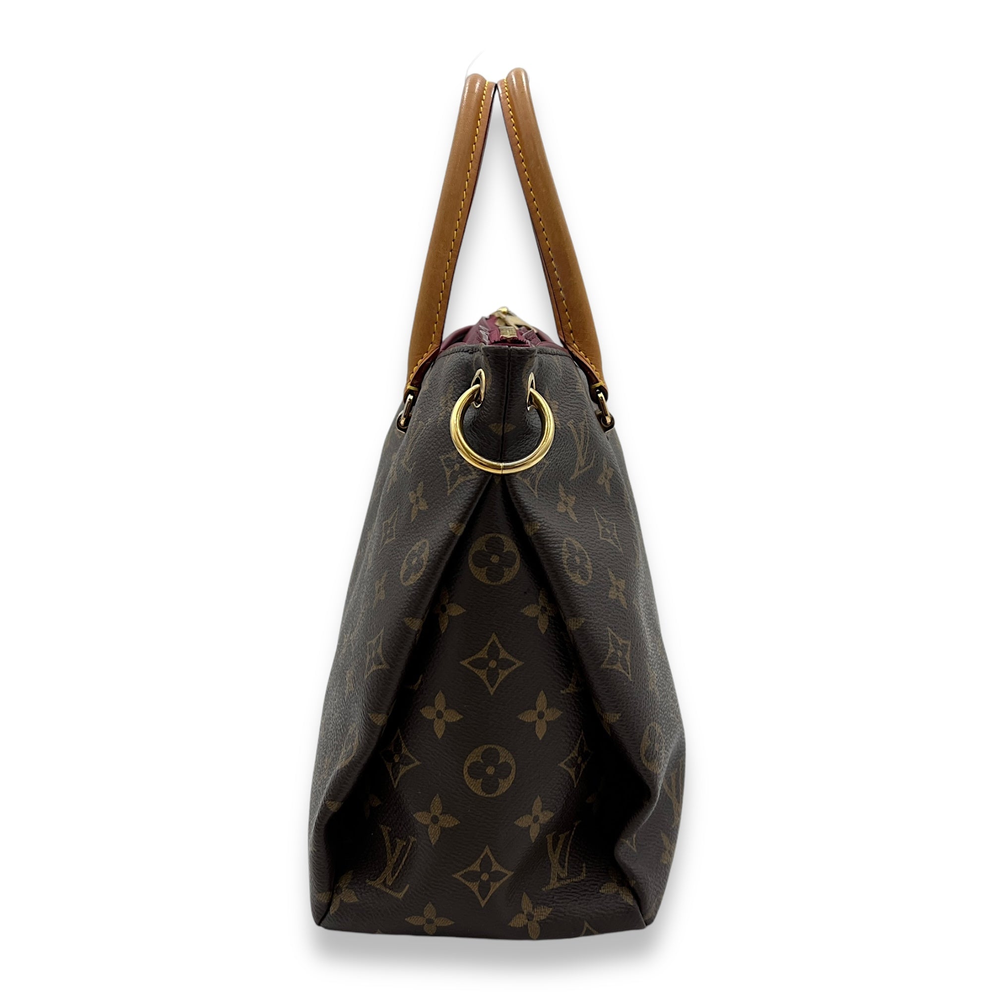 Pallas Top Handle Bag MM Brown in Monogram Coated Canvas, Gold hardware