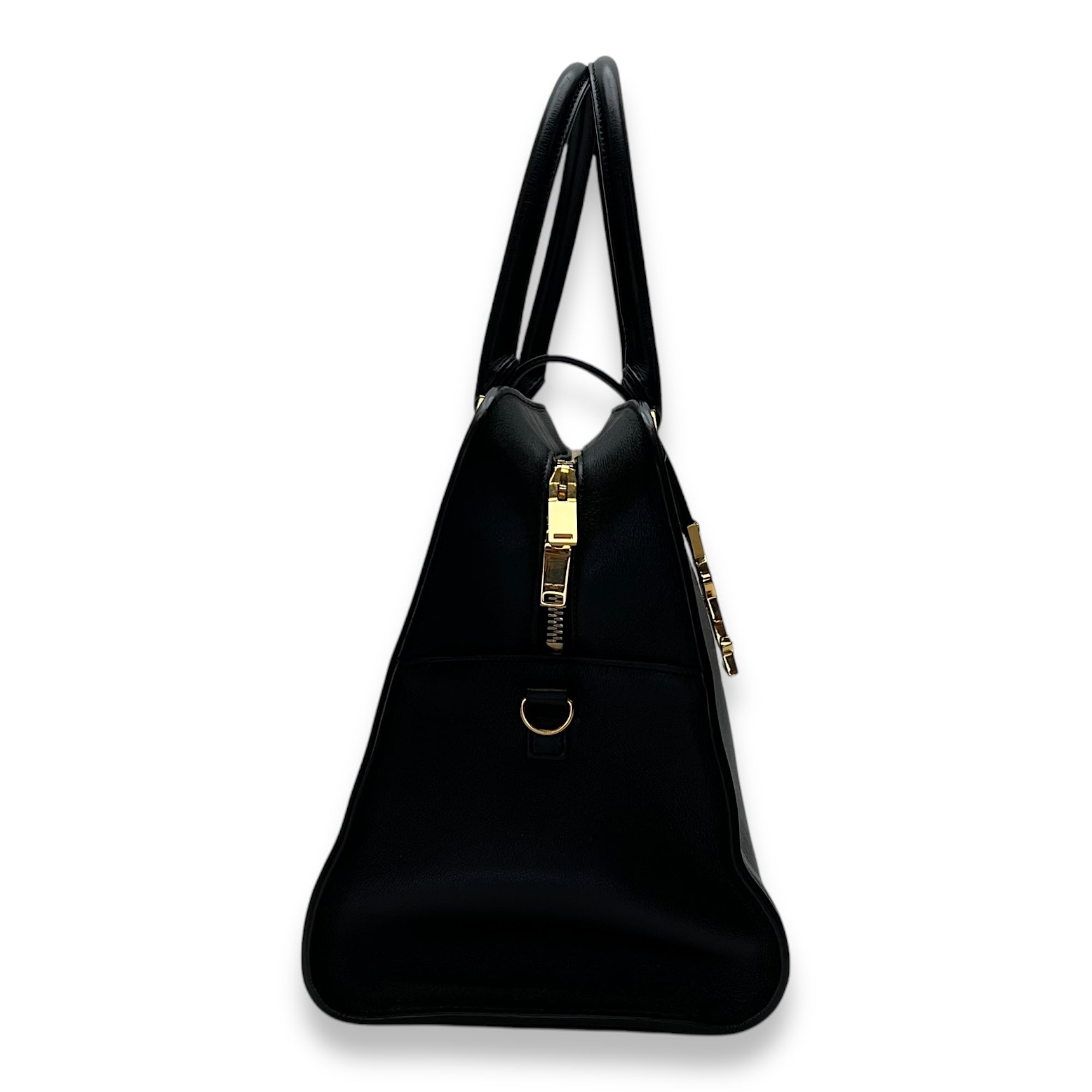 Monogram Cabas Large Black Top Handle Bag in Calfskin, Gold hardware