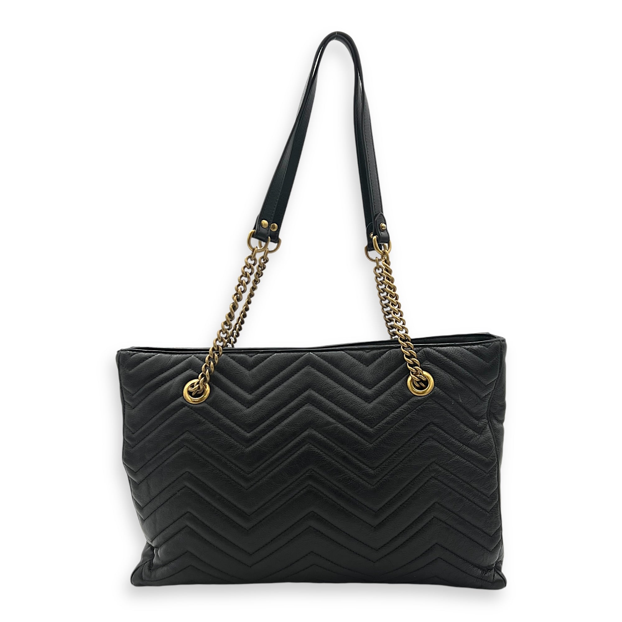 GG Marmont Tote Bag Black in Calfskin, Gold hardware