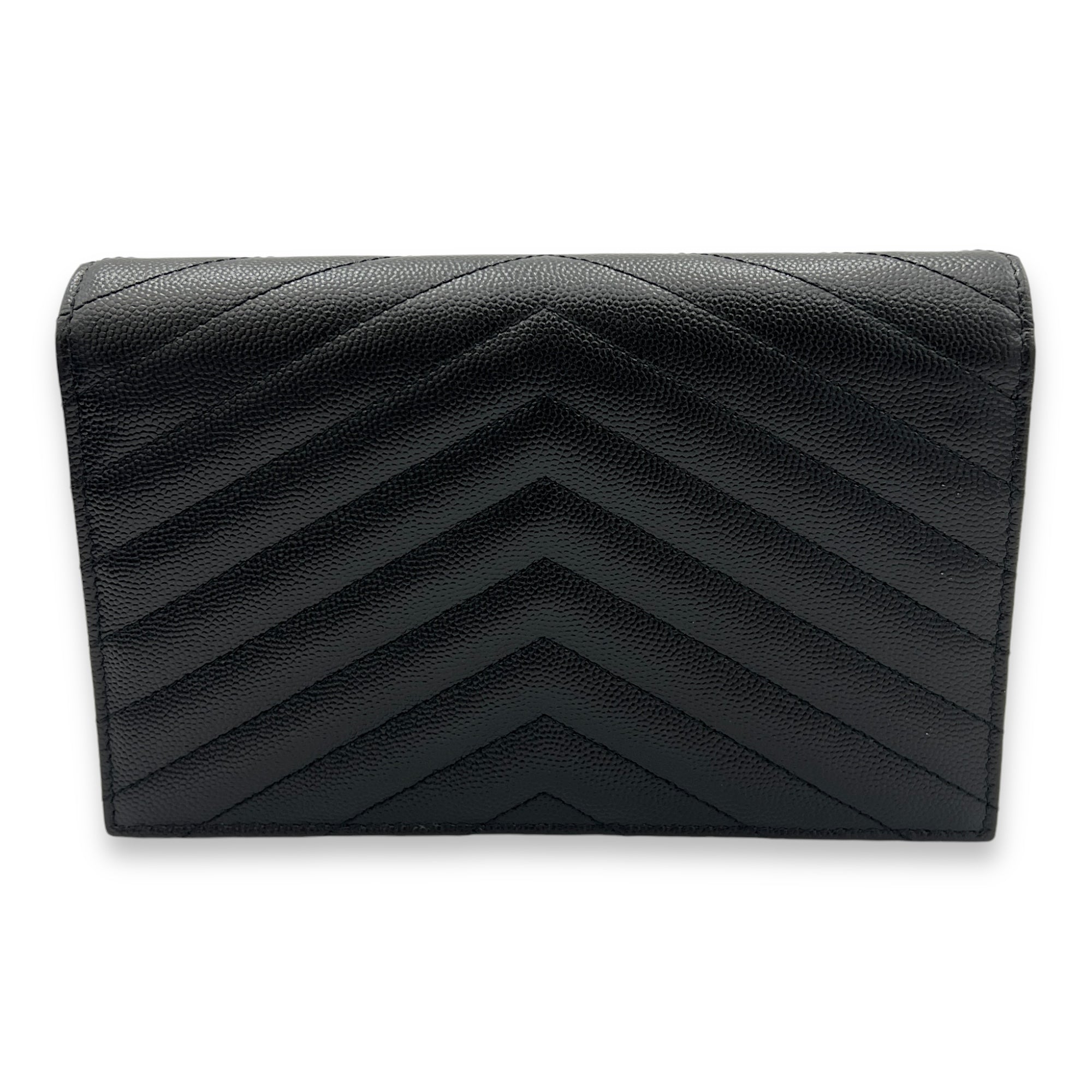 Cassandre Wallet On Chain Black in Calfskin, Silver hardware