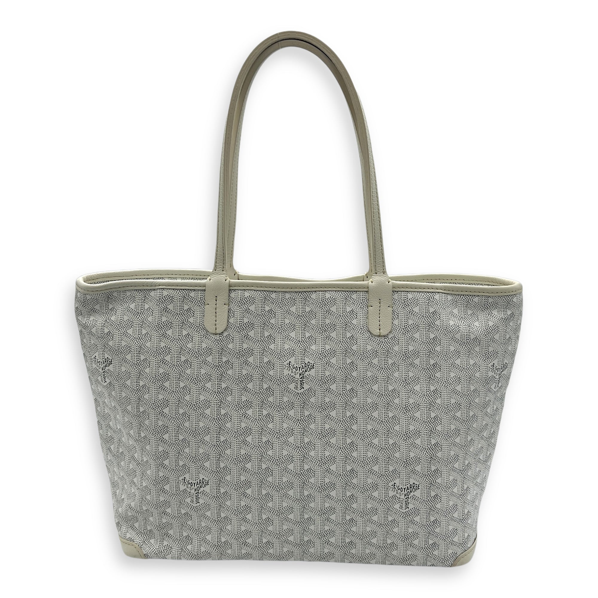 Artois Tote Bag PM White in Coated Canvas, Silver hardware