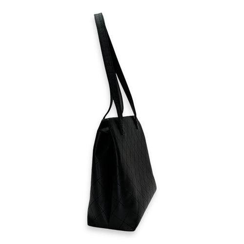 Logo Black Tote Bag in Caviar Leather, Gold hardware