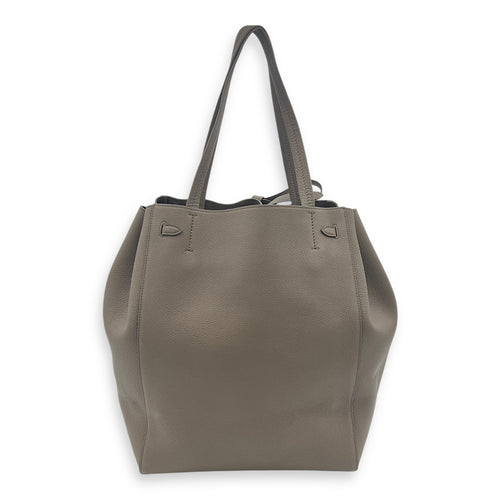 Phantom Cabas Grey Tote Bag in Calfskin, Gold hardware