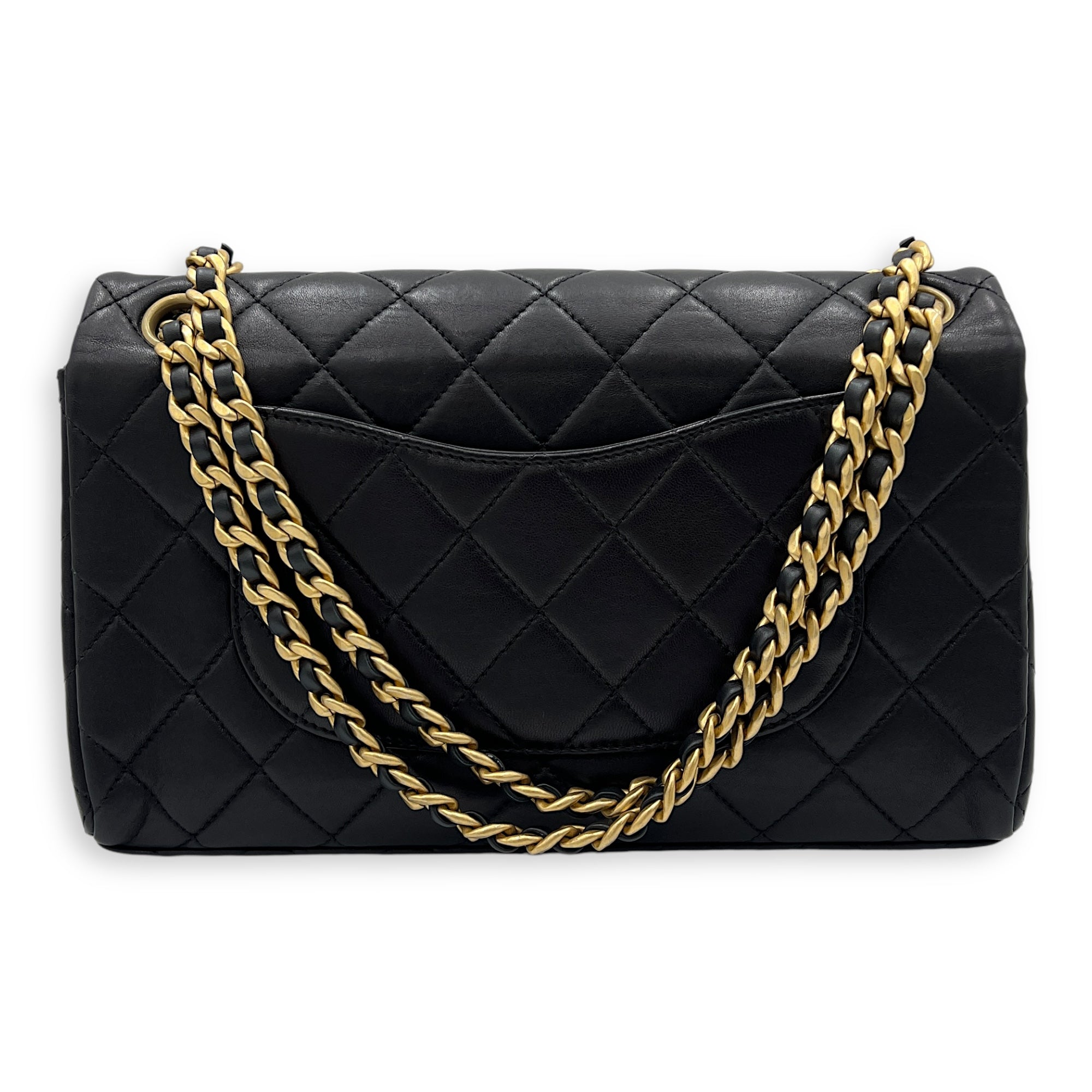 23P Seasonal Quilted Flap Shoulder Bag Black in Calfskin, Gold hardware