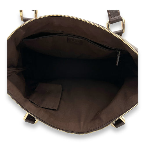 GG Supreme Brown Shoulder Bag in Canvas, Gold hardware