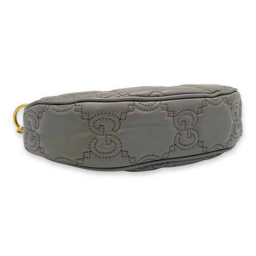 Matelassé Shoulder Bag  Grey in Calfskin , Gold Hardware