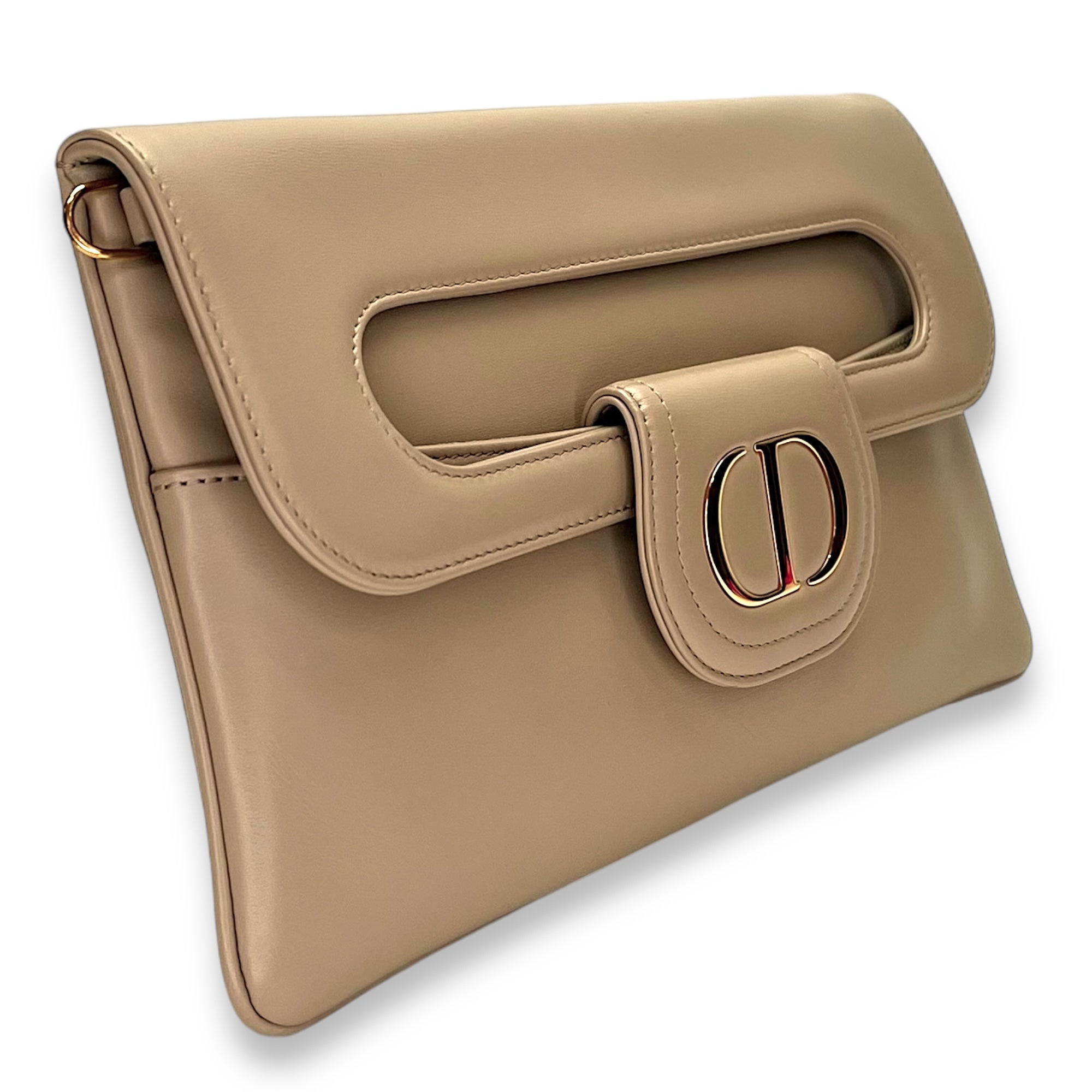 Diordouble Clutch in Calfskin, Gold Hardware