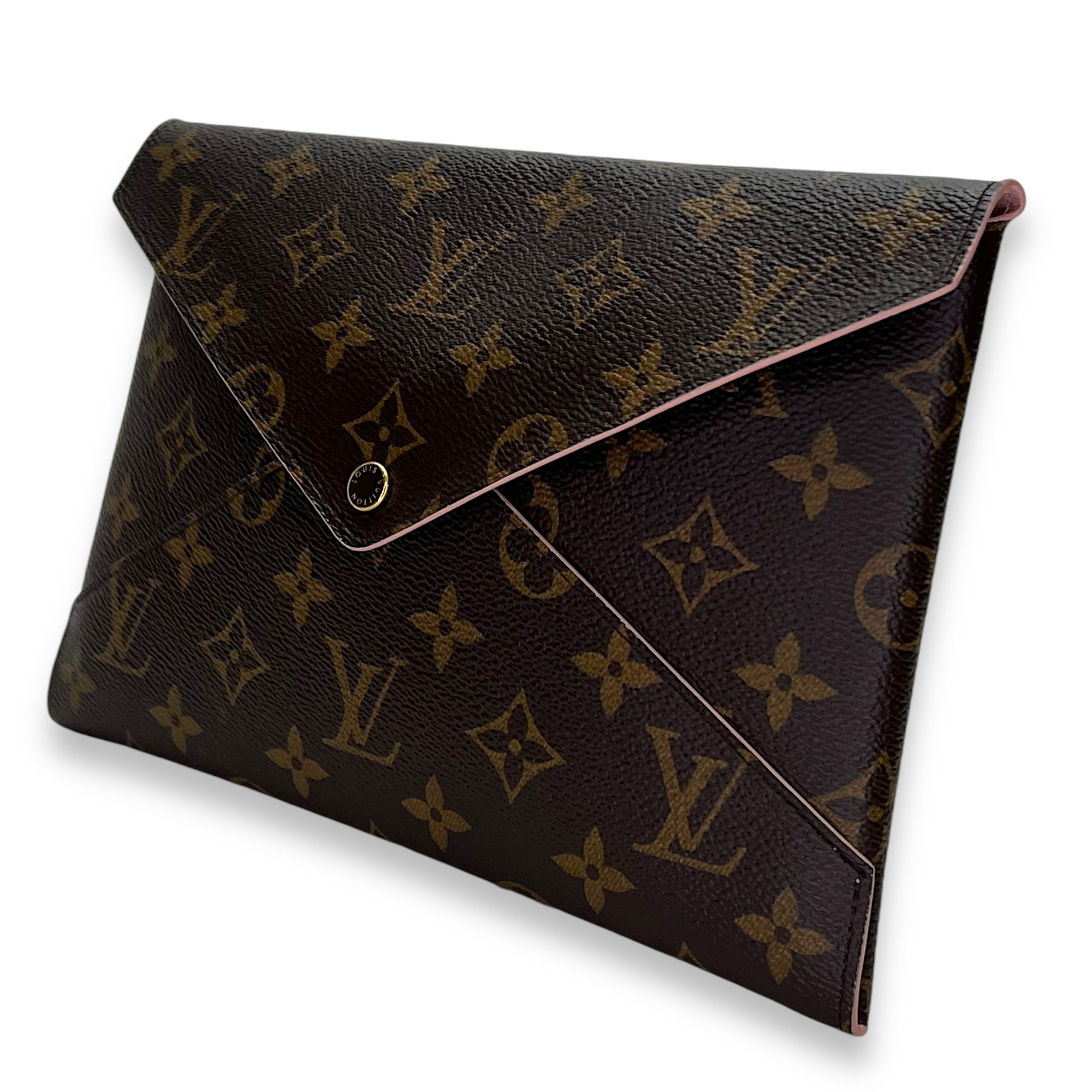 Kirigami Pouch Brown in Monogram Coated Canvas, Gold hardware