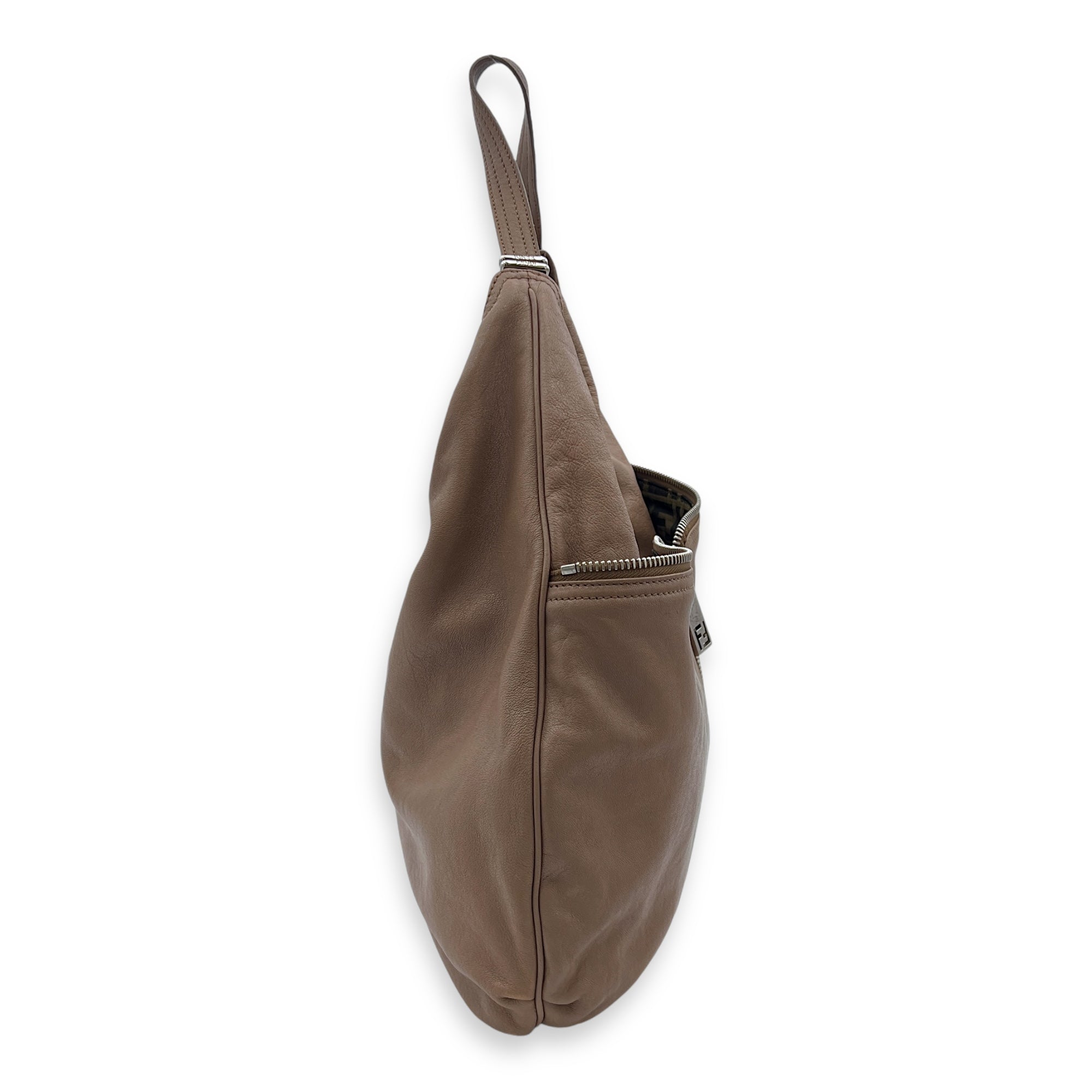 Hobo Shoulder Bag in Calfskin   Silver hardware