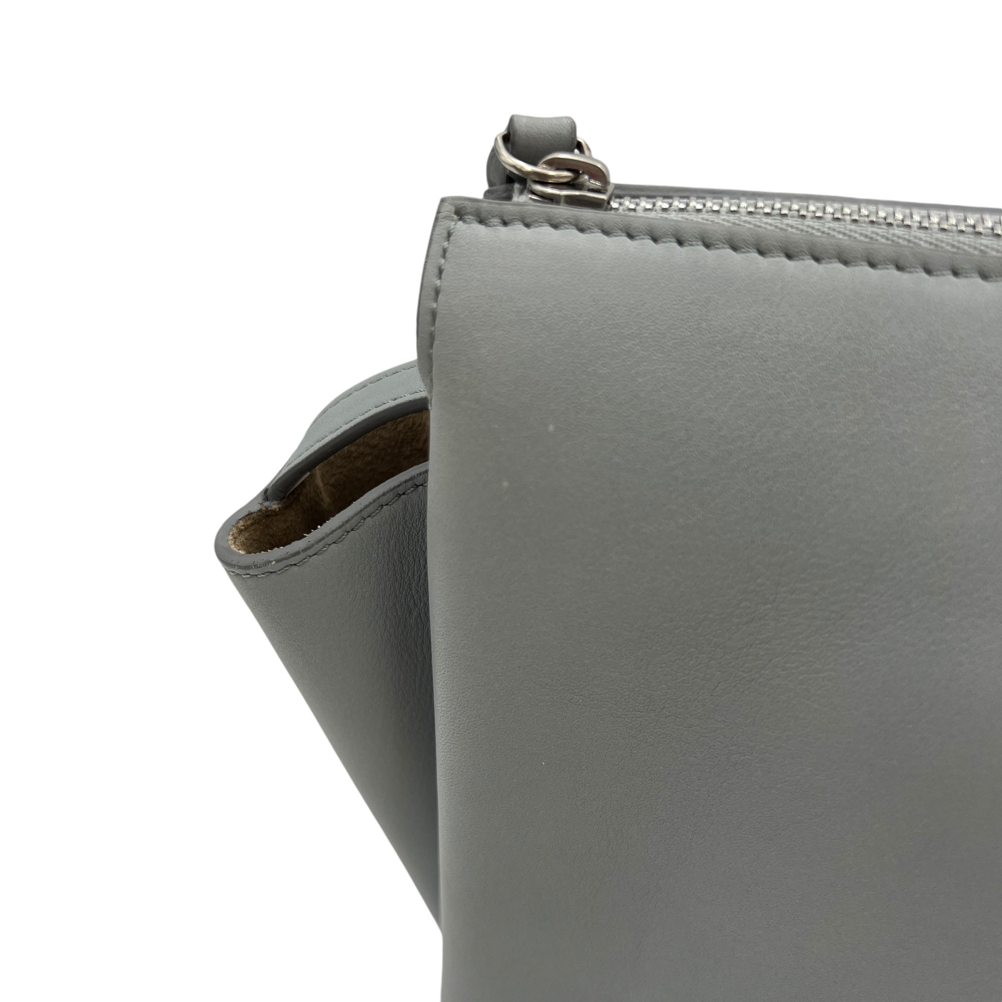 Tri-Fold Clutch in Calfskin, Silver Hardware