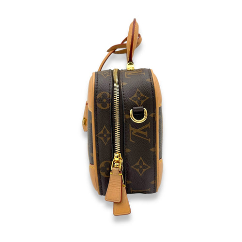 Valisette Top Handle Bag Brown in Monogram Coated Canvas, Gold hardware